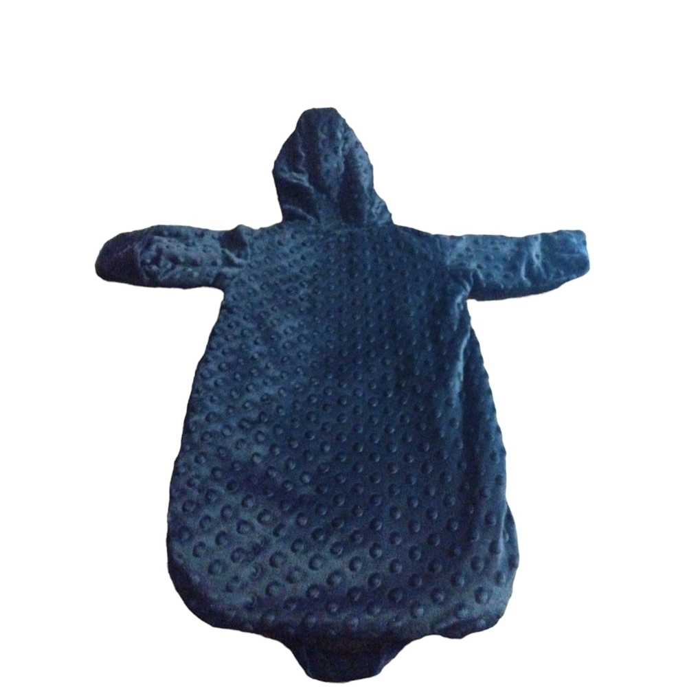 Newborn Bunting Unisex Hooded Navy Minky Dot Car Seat Loop Snap Zip Mitt Cuffs - Picture 8 of 10